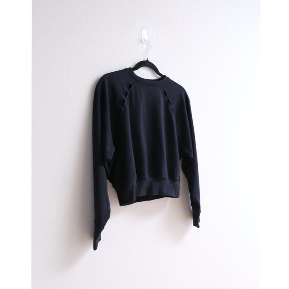 NIKE Women Cutout Crop Black Long Sleeve Sweatshirt S - Picture 16 of 17